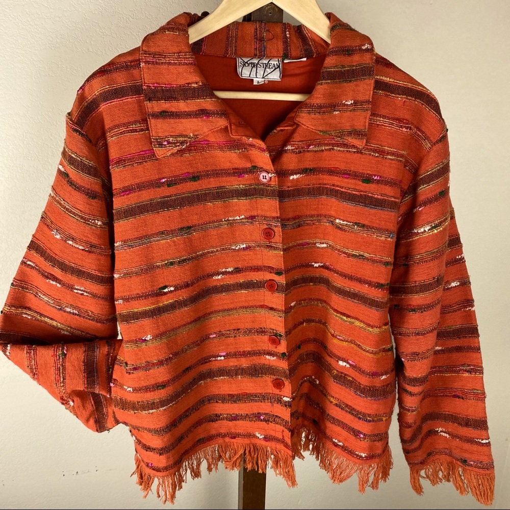 Frayed multicolored blazer. - 627